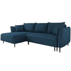 Divano letto angolare sinistro 3 posti 276x158cm tessuto blu Angle