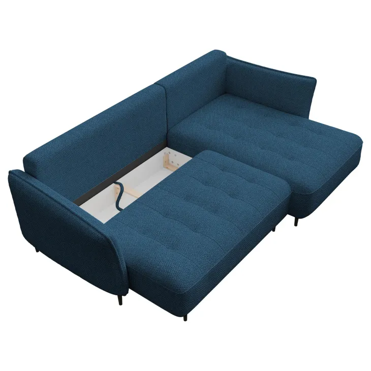 Divano letto angolare sinistro 3 posti 276x158cm tessuto blu Angle