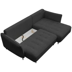 Divano letto angolare sinistro 3 posti 276x158cm tessuto grigio antracite Angle