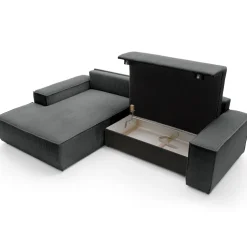 Divano letto angolare sinistra 3 posti 267x167cm velluto a coste antracite Relaxion