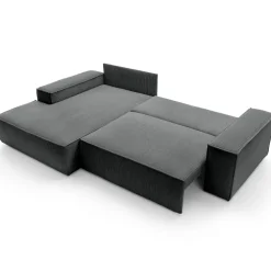 Divano letto angolare sinistra 3 posti 267x167cm velluto a coste antracite Relaxion