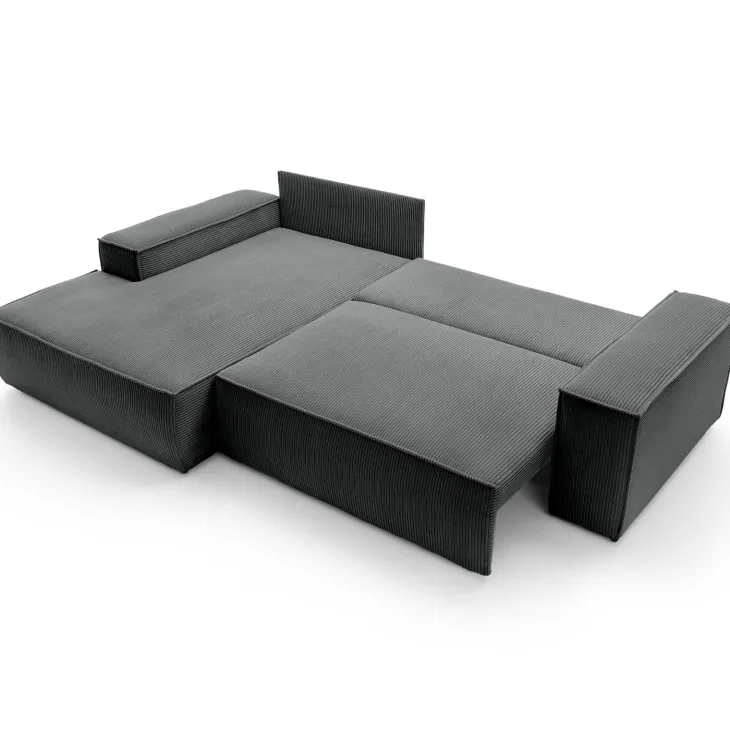 Divano letto angolare sinistra 3 posti 267x167cm velluto a coste antracite Relaxion
