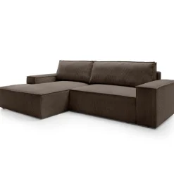 Divano letto angolare sinistra 3 posti 267x167cm velluto a coste marrone Relaxion