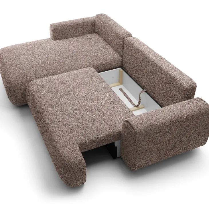 Divano letto angolare sinistra 3 posti 270x167cm tessuto rosa Cloudify