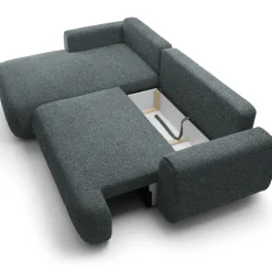 Divano letto angolare sinistra 3 posti 270x167cm tessuto antracite Cloudify