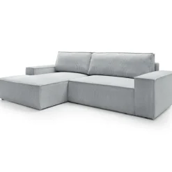 Divano letto angolare sinistra 3 posti 267x167cm velluto a coste grigio chiaro Relaxion