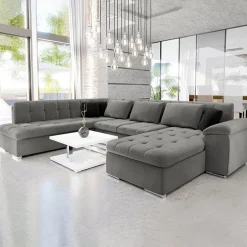 Divano letto angolare sinistra 5 posti 350x205cm grigio Agliana