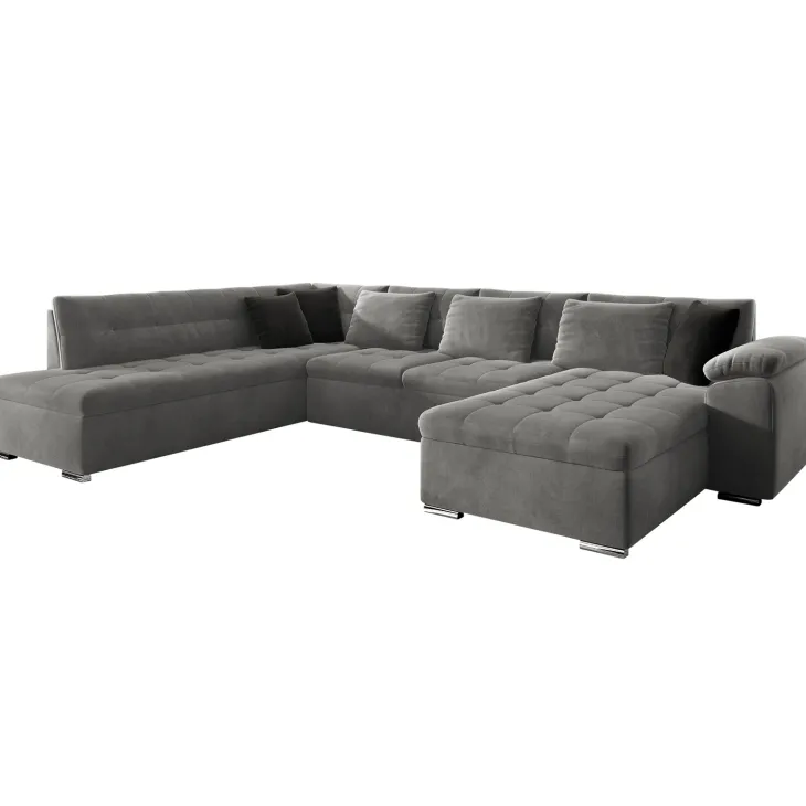 Divano letto angolare sinistra 5 posti 350x205cm grigio Agliana