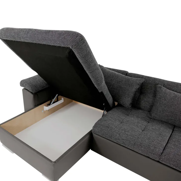Divano letto angolare sinistra 5 posti 350x205cm grigio scuro Agliana