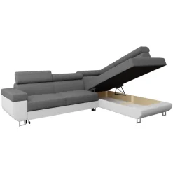 Divano letto angolare sinistra 3 posti 253x188cm grigio bianco Almese