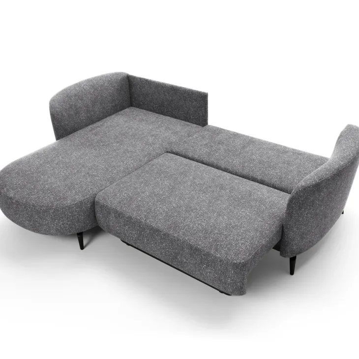 Divano letto angolare sinistra 3 posti 260x180cm tessuto bouclè grigio Repose