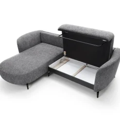 Divano letto angolare sinistra 3 posti 260x180cm tessuto bouclè grigio Repose
