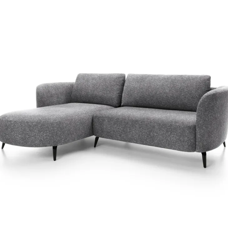 Divano letto angolare sinistra 3 posti 260x180cm tessuto bouclè grigio Repose