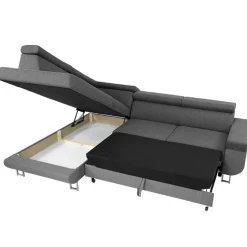 Divano letto angolare sinistra 5 posti 253x188cm con box contenitore grigio Almese