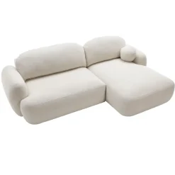 Divano letto con angolo a destra 4 posti 275x175cm con contenitore imbottito beige Aurum