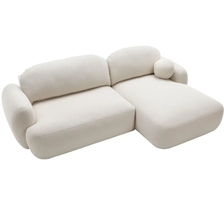 Divano letto con angolo a destra 4 posti 275x175cm con contenitore imbottito beige Aurum