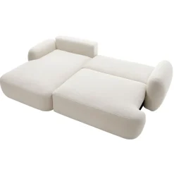 Divano letto con angolo a destra 4 posti 275x175cm con contenitore imbottito beige Aurum