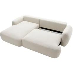 Divano letto con angolo a destra 4 posti 275x175cm con contenitore imbottito beige Aurum