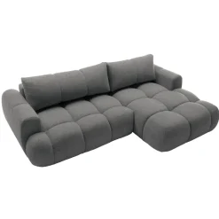 Divano letto con angolo a destra 4 posti 270x173cm con contenitore tessuto bouclé grigio scuro Litos