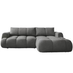 Divano letto con angolo a destra 4 posti 270x173cm con contenitore tessuto bouclé grigio scuro Litos