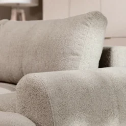 Divano letto con angolo a sinistra 4 posti 270x173cm con contenitore tessuto bouclé bianco crema Litos