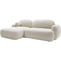 Divano letto con angolo a sinistra 4 posti 275x175cm con contenitore imbottito beige Aurum