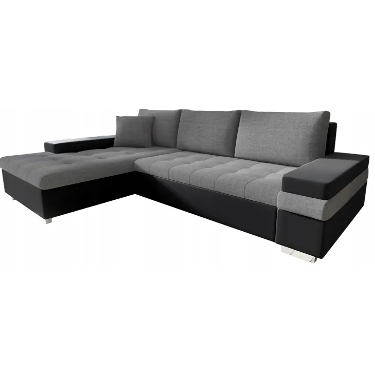 Divano letto matrimoniale angolare reversibile 3 posti 274cm grigio nero Apollina