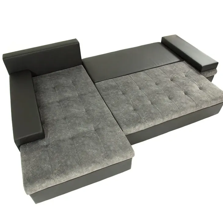 Divano letto matrimoniale angolare reversibile 3 posti 274cm grigio nero Apollina