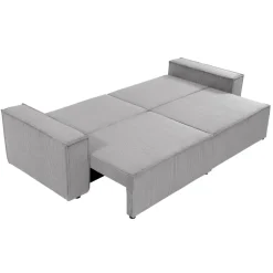 Divano letto matrimoniale 3 posti 245x90cm velluto a coste grigio Ploffy