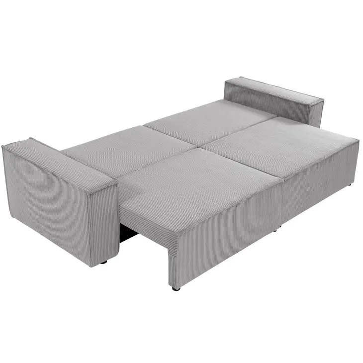 Divano letto matrimoniale 3 posti 245x90cm velluto a coste grigio Ploffy