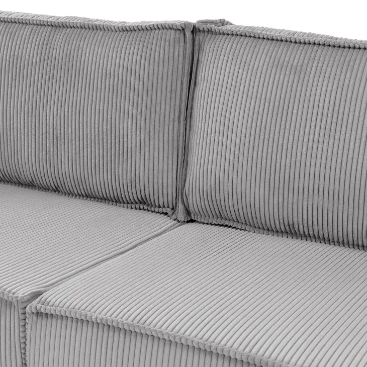 Divano letto matrimoniale 3 posti 245x90cm velluto a coste grigio Ploffy
