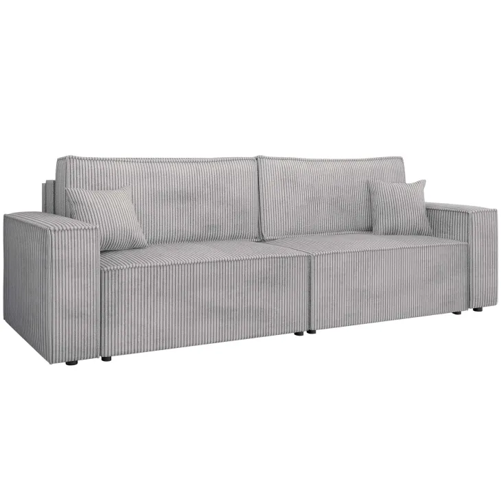 Divano letto matrimoniale 3 posti 245x90cm velluto a coste grigio Ploffy