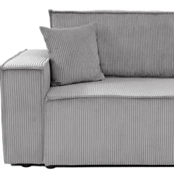 Divano letto matrimoniale 3 posti 245x90cm velluto a coste grigio Ploffy