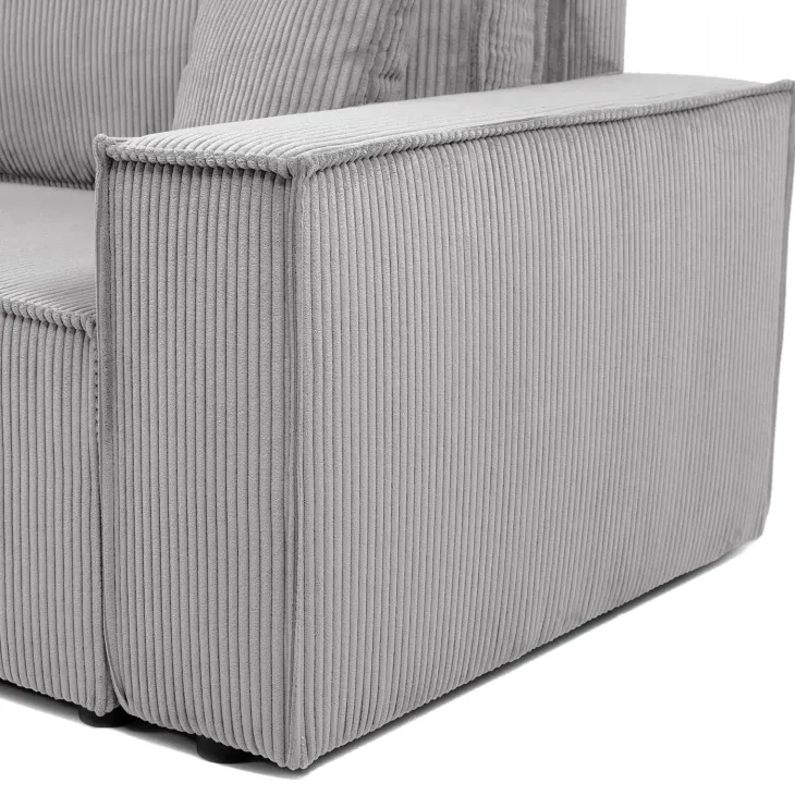 Divano letto matrimoniale 3 posti 245x90cm velluto a coste grigio Ploffy