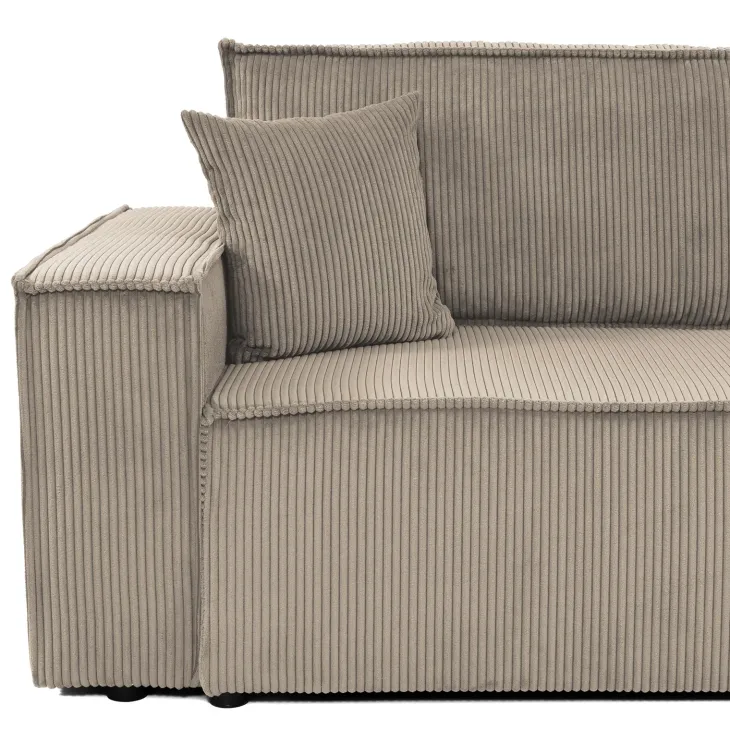Divano letto matrimoniale 3 posti 245x90cm velluto a coste tortora Ploffy