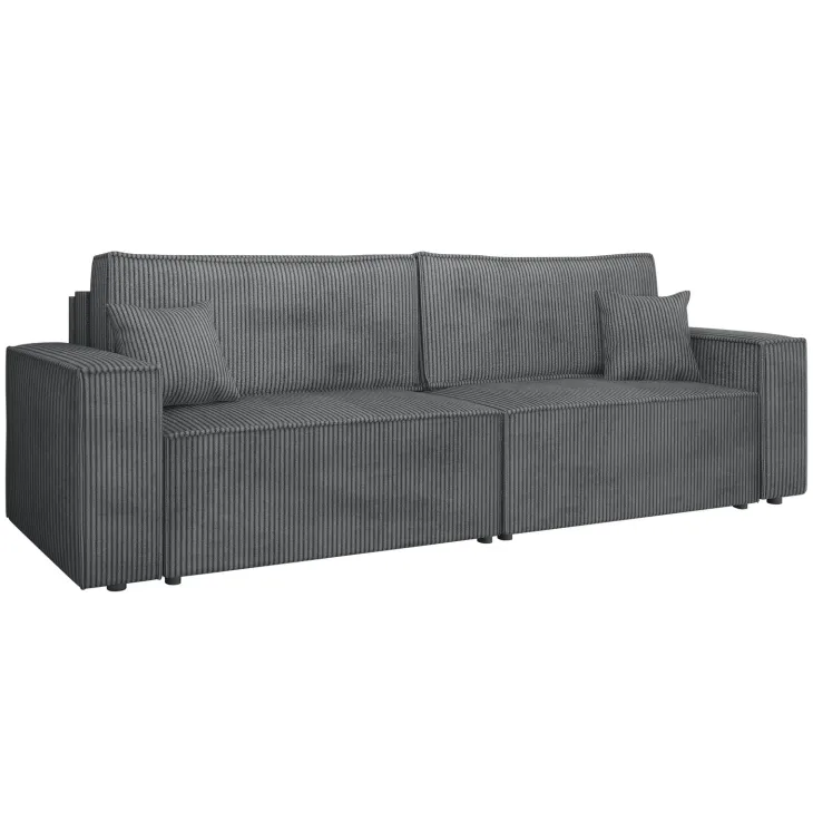 Divano letto matrimoniale 3 posti 245x90cm velluto a coste grigio antracite Ploffy