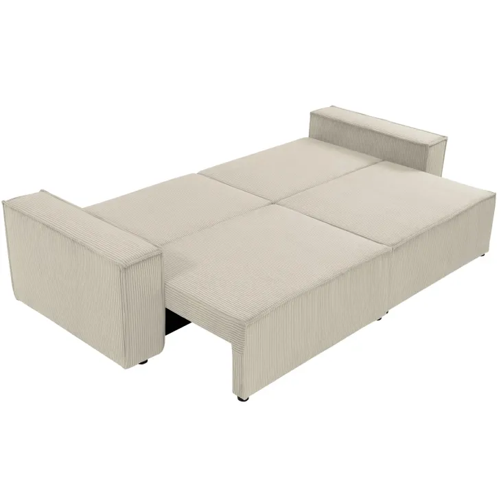 Divano letto matrimoniale 3 posti 245x90cm velluto a coste beige Ploffy