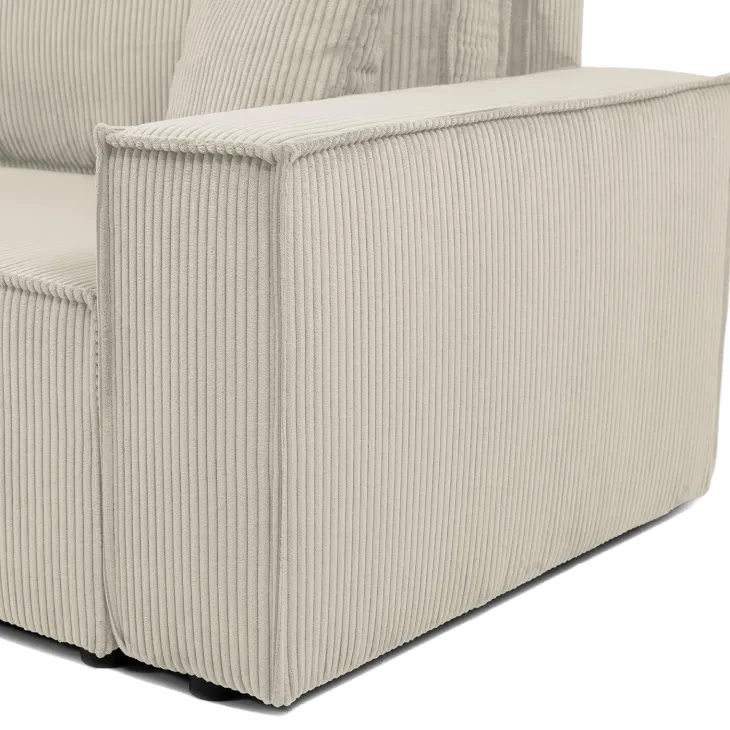 Divano letto matrimoniale 3 posti 245x90cm velluto a coste beige Ploffy