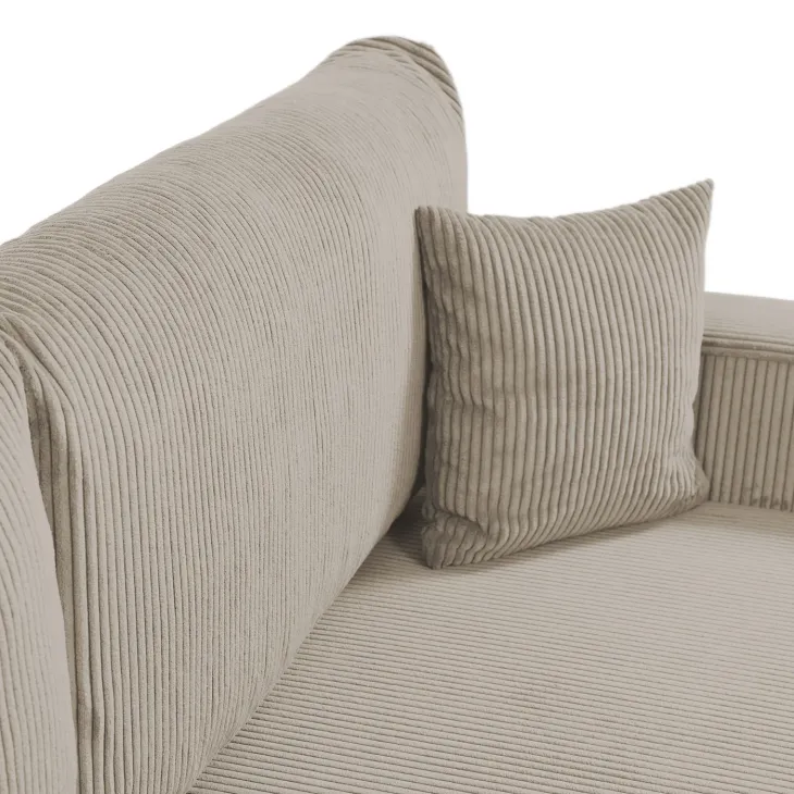 Divano letto matrimoniale 3 posti 248x90cm velluto a coste tortora Slurp