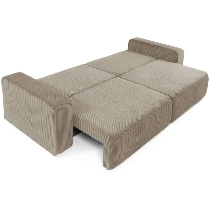 Divano letto matrimoniale 3 posti 248x90cm velluto a coste tortora Slurp