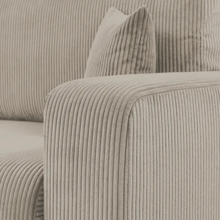 Divano letto matrimoniale 3 posti 248x90cm velluto a coste tortora Slurp