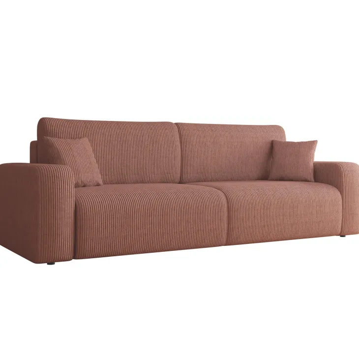 Divano letto matrimoniale 3 posti 248x90cm velluto a coste rosa Slurp