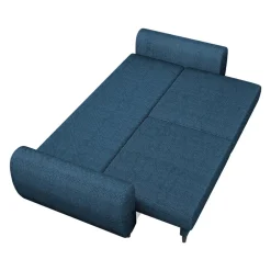 Divano letto matrimoniale 3 posti 251x95cm tessuto blu Pluffy