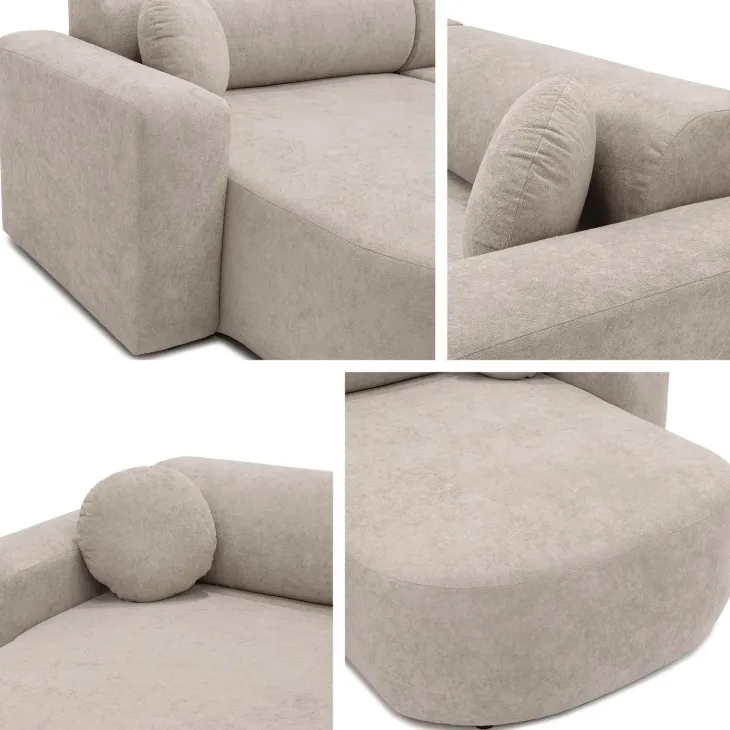 Divano letto panoramico 5 posti 354x150 cm beige cashmere Noum