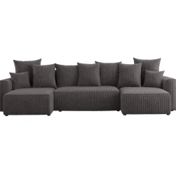 Divano letto panoramico 312x142cm velluto a coste antracite Scintilla