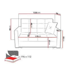 Divano letto 2 posti 133cm imbottito in tessuto grigio Isidore