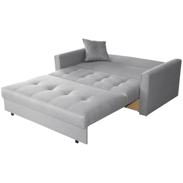 Divano letto 2 posti 133cm imbottito in tessuto grigio Isidore