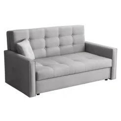 Divano letto 3 posti 153cm imbottito in tessuto grigio Isidore
