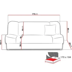 Divano letto 2 posti 182cm pieghevole senza braccioli beige Rollo