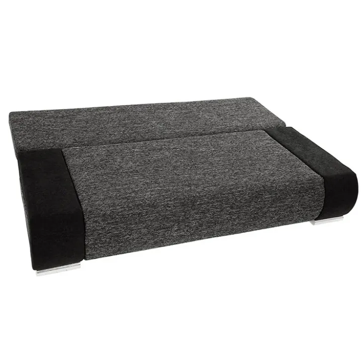 Divano letto 3 posti imbottito 200cm nero grigio scuro Barney